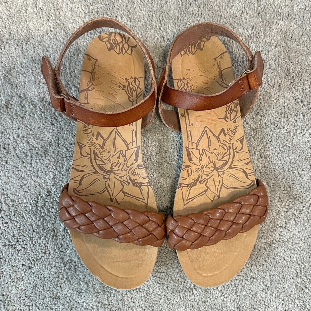 Blowfish Malibu Braided Ankle Strap Sandals Womens 7 Brown